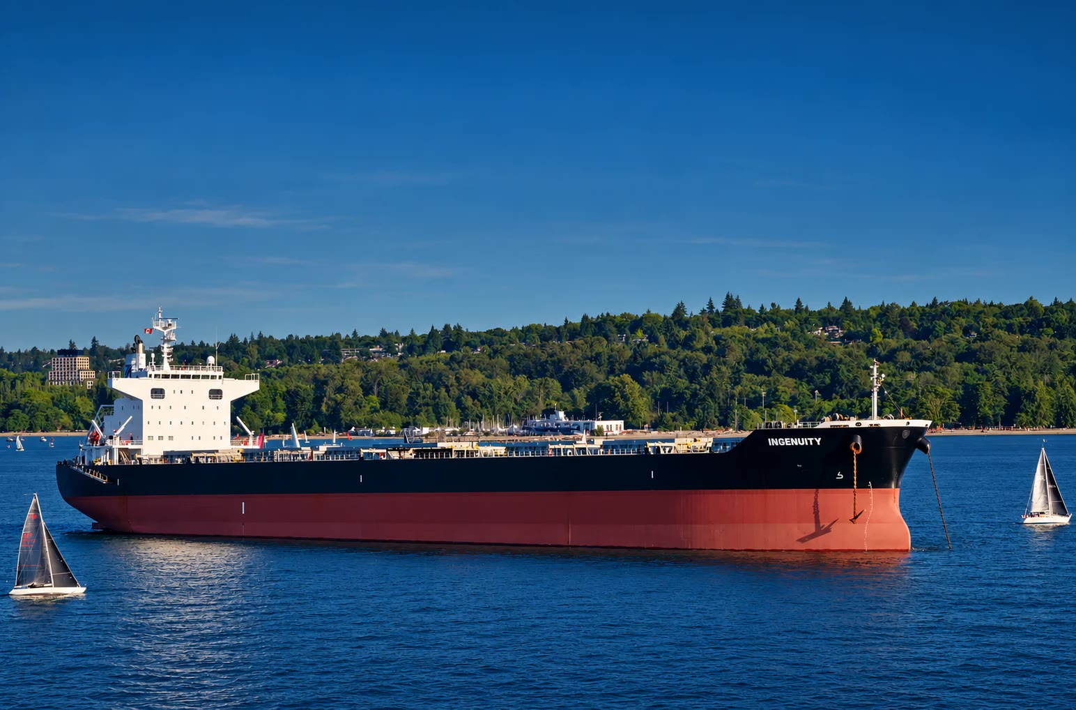 The Capesize bulk carrier Ingenuity at anchor